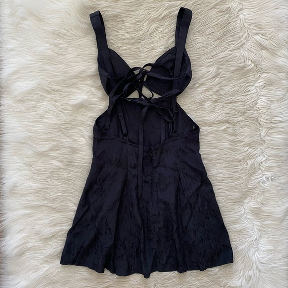 For Love and Lemons Black Floral Jacquard Sleeveless Cut Out Alice Mini Dress - Picture 9 of 13